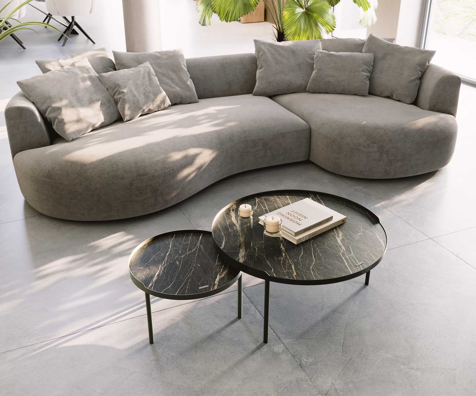 Холна маса 80x80 cm Керамика Laminam®Noir Desir Кафяв Металрамка Ефектен финиш Titan Torell 7