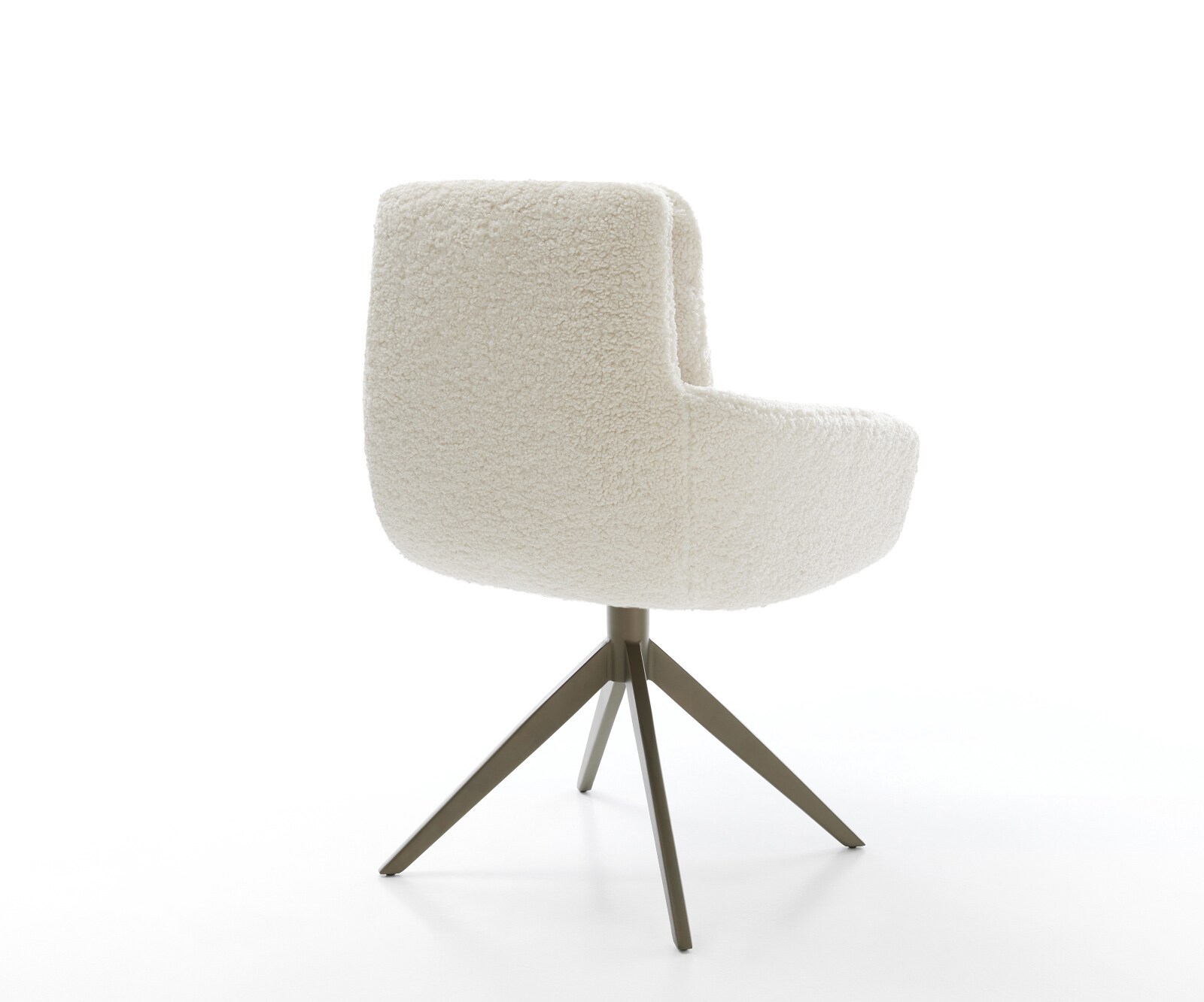 Въртящ се стол Abelia-Flex с подлакътници Teddy плат Бежов Кръстосана рамка широка Ефектно покритие Титан 360° въртене Люлееща се функция 4