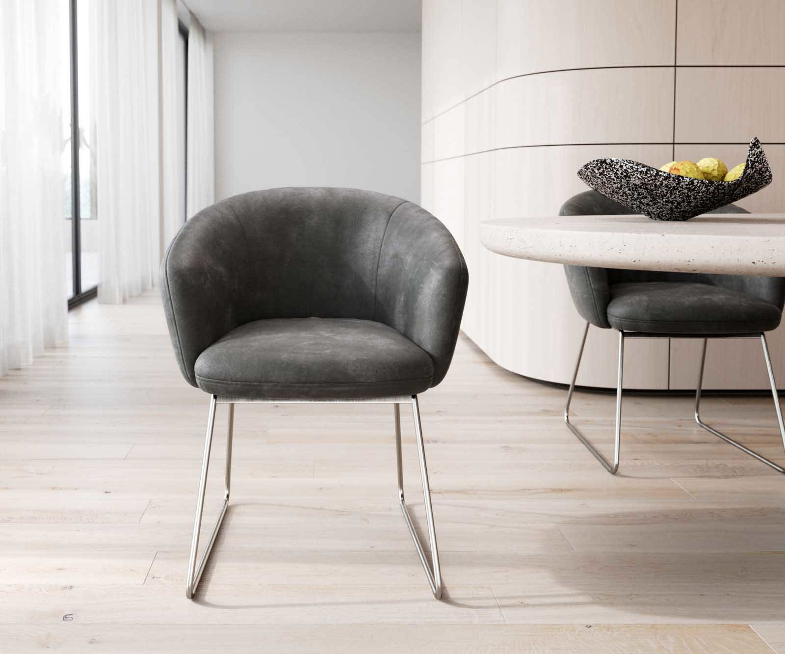 Стол Антрацит Винтидж Извити крака Неръждаема стомана Покет пружина Caja-Flex 1 Стол Антрацит Винтидж Извити крака Неръждаема стомана Покет пружина Caja-Flex 1