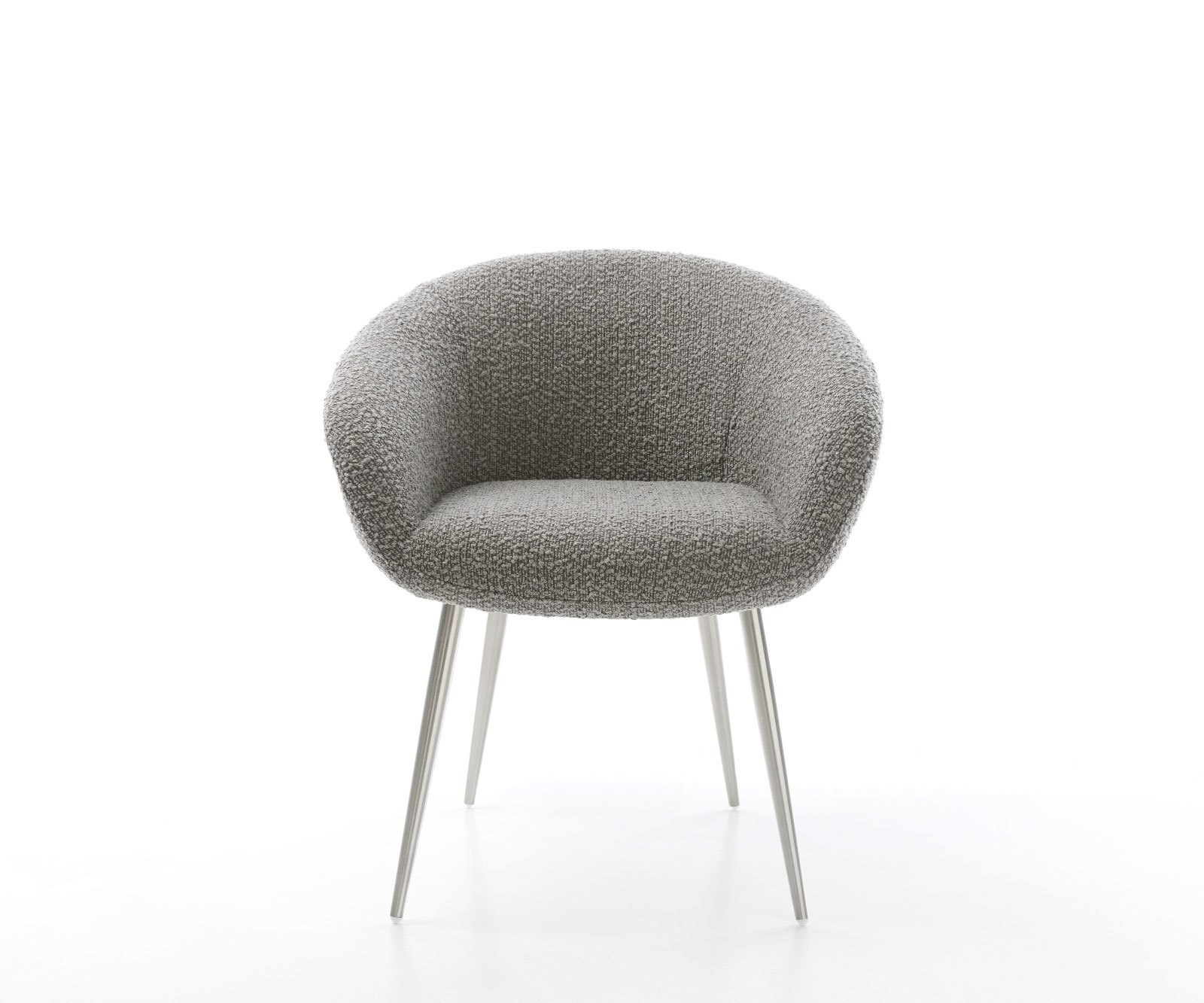 Трапезен стол с подлакътници Букле СребристСив 4 крака конични Неръждаема стомана Покет пружина Vinka-Flex 2