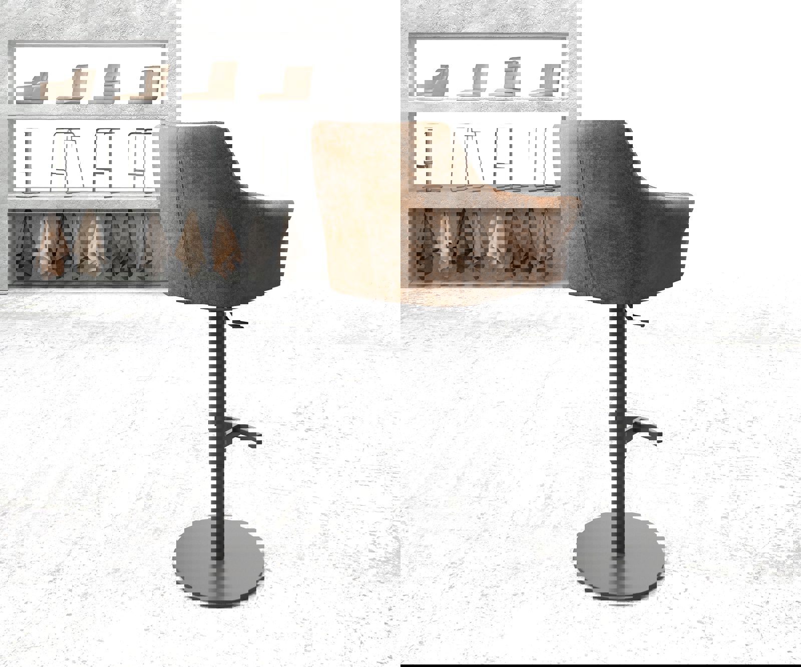 Бар стол Винтидж Кафяв Въртяща се основа с регулируема височина Метал Yulo-Flex 2 Бар стол Винтидж Кафяв Въртяща се основа с регулируема височина Метал Yulo-Flex 2