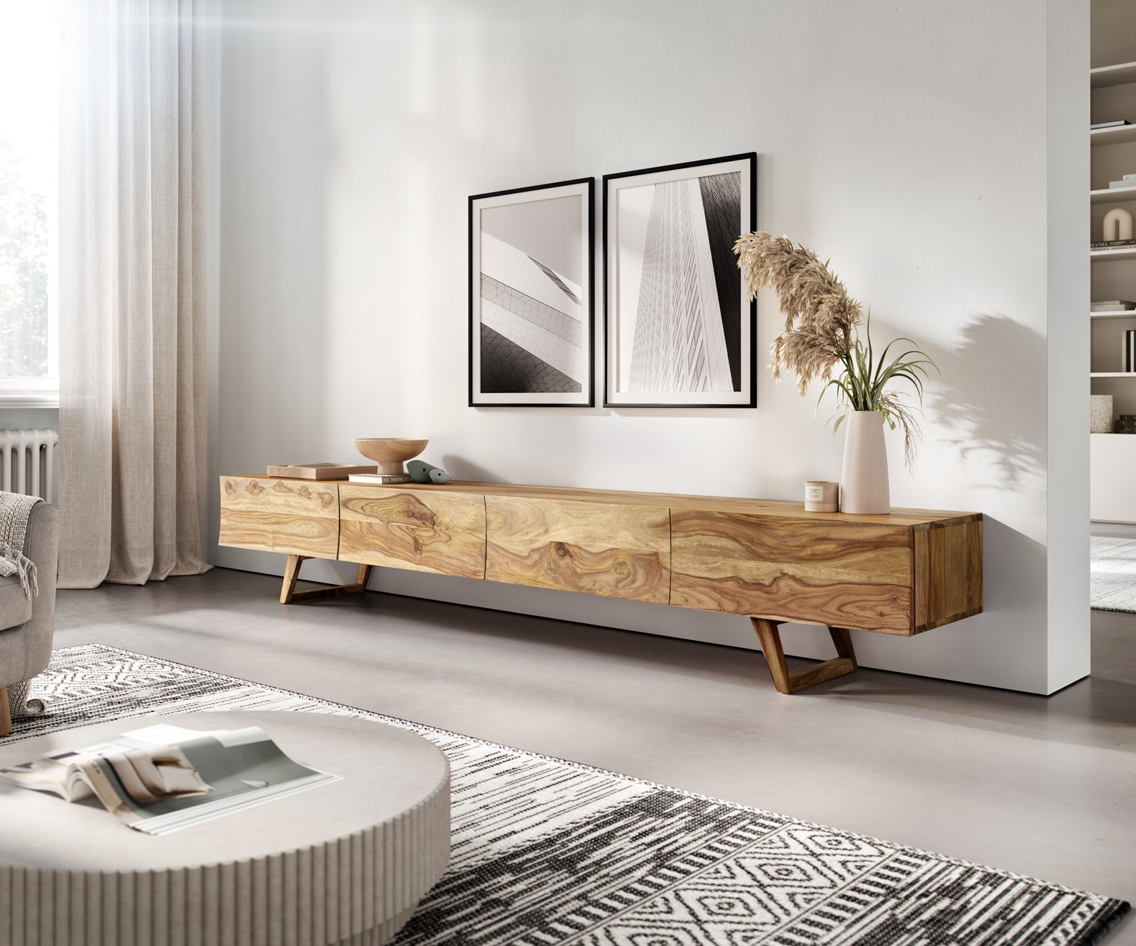 ТВ шкаф Wyatt 220 cm 4 чекмеджета  4