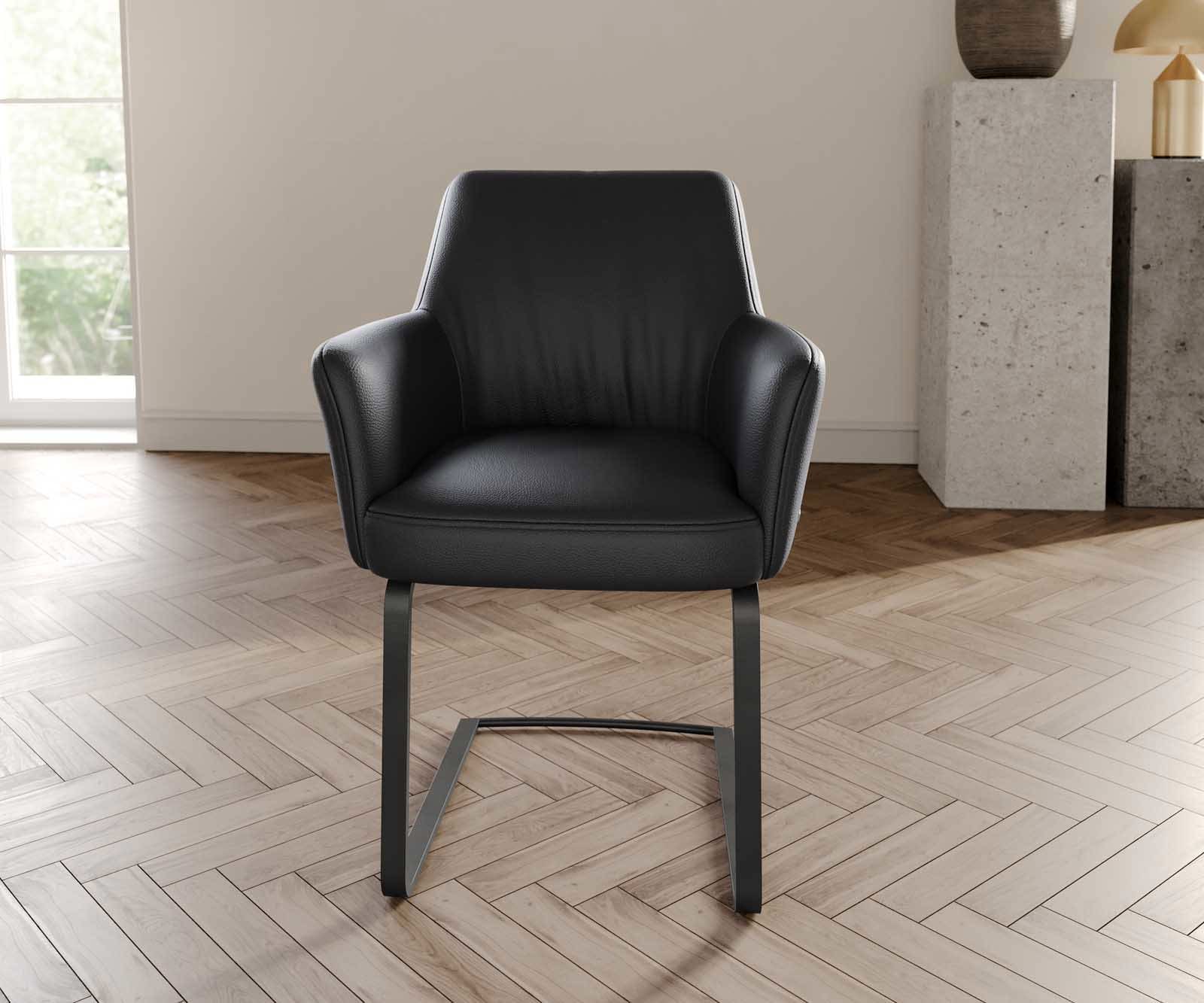 Люлеещ стол с подлакътници Естествена кожа Черен Конзолен крак плосък Черен Покет пружина Xana-Flex 2 Люлеещ стол с подлакътници Естествена кожа Черен Конзолен крак плосък Черен Покет пружина Xana-Flex 2