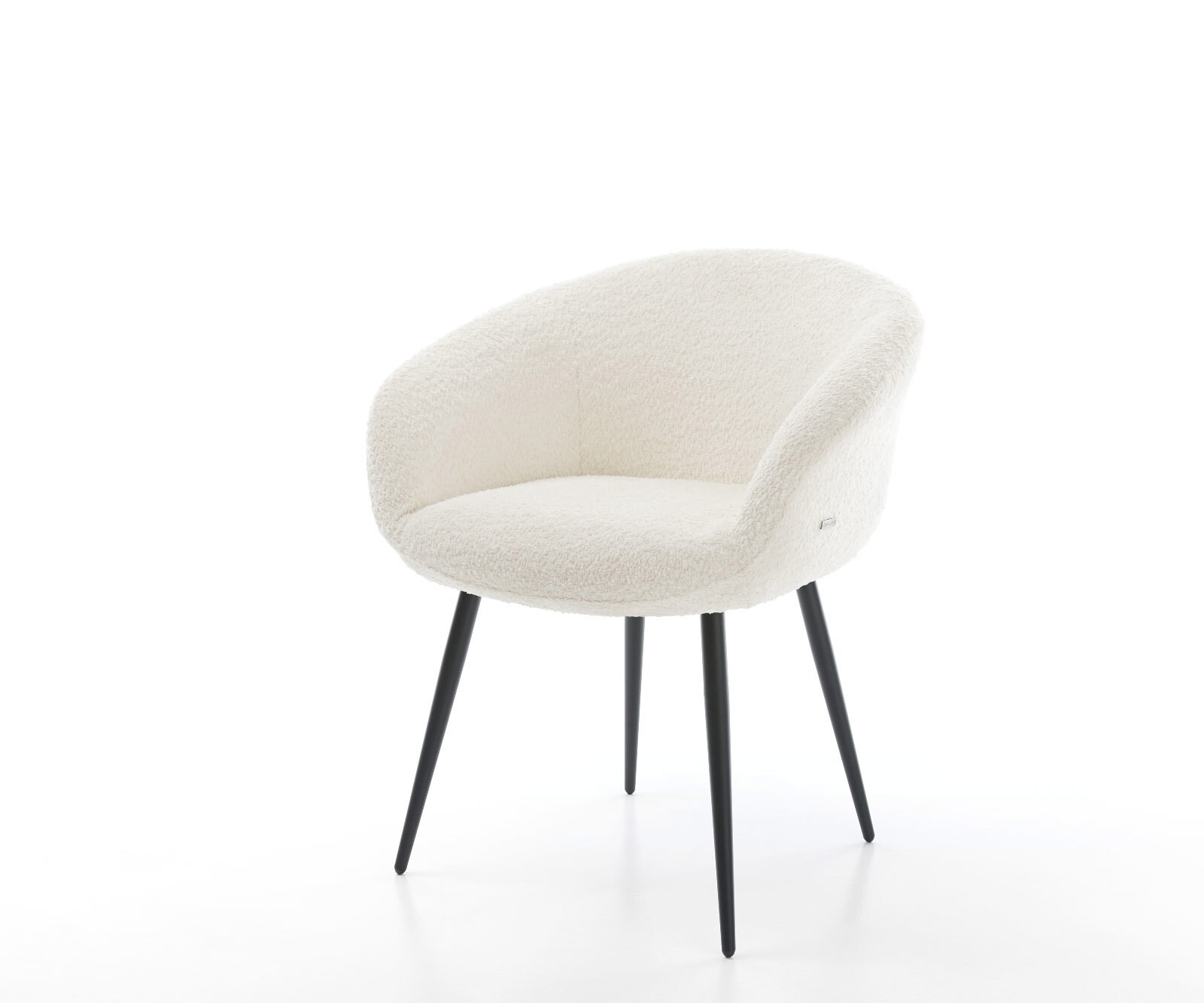 Трапезен стол с подлакътници Букле Бял 4 крака конични Черен Покет пружина Vinka-Flex 1