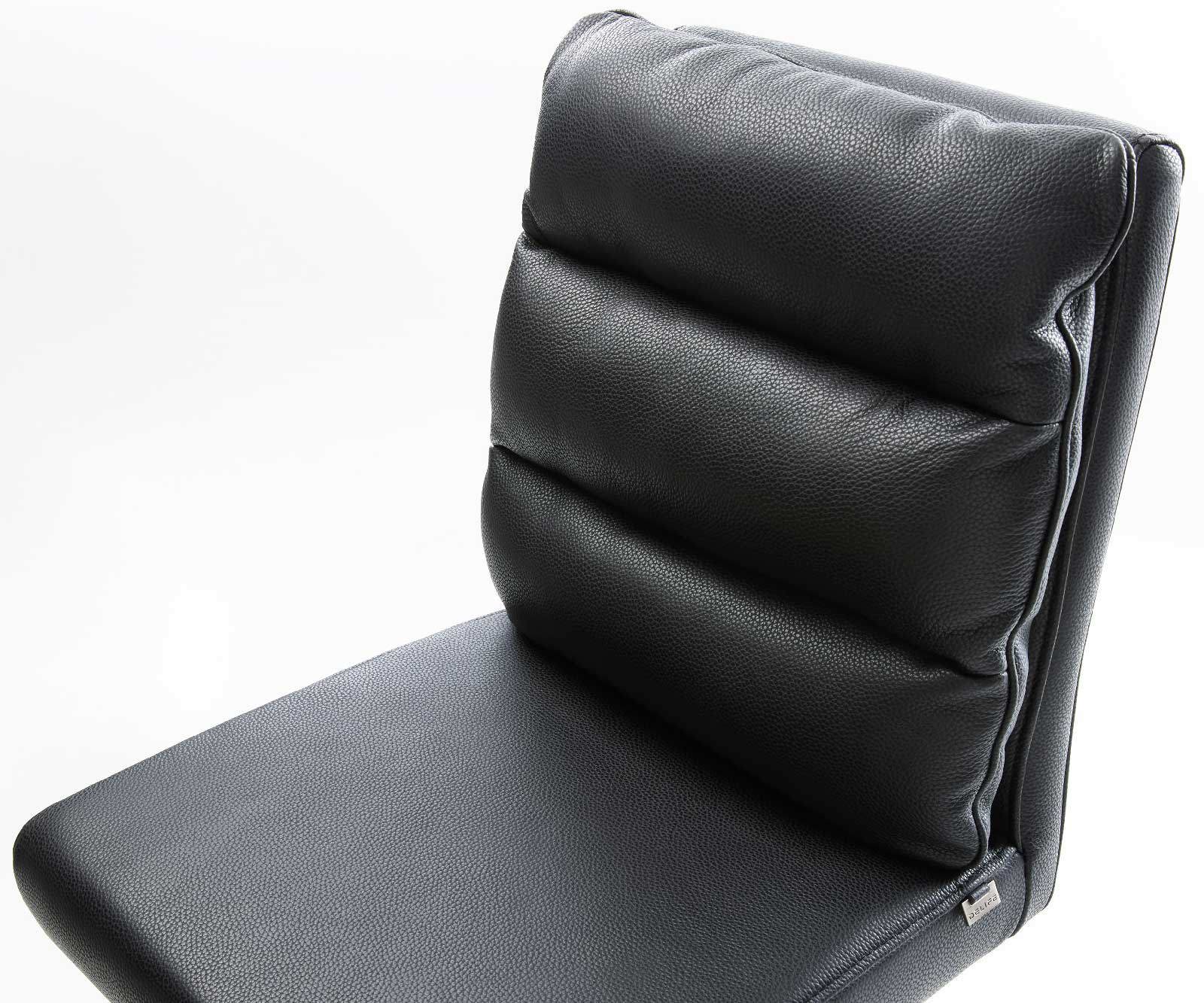 Бар стол Естествена кожа Черен Извити крака Метал Pela-Flex 3