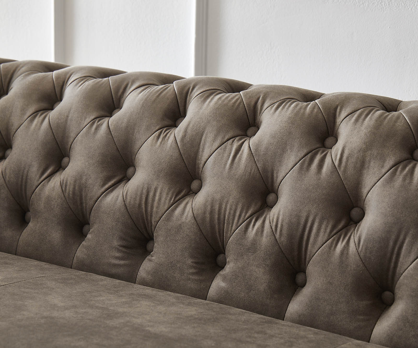 Ъглов диван 209x200 cm Таупе Капитониран Chesterfield 3