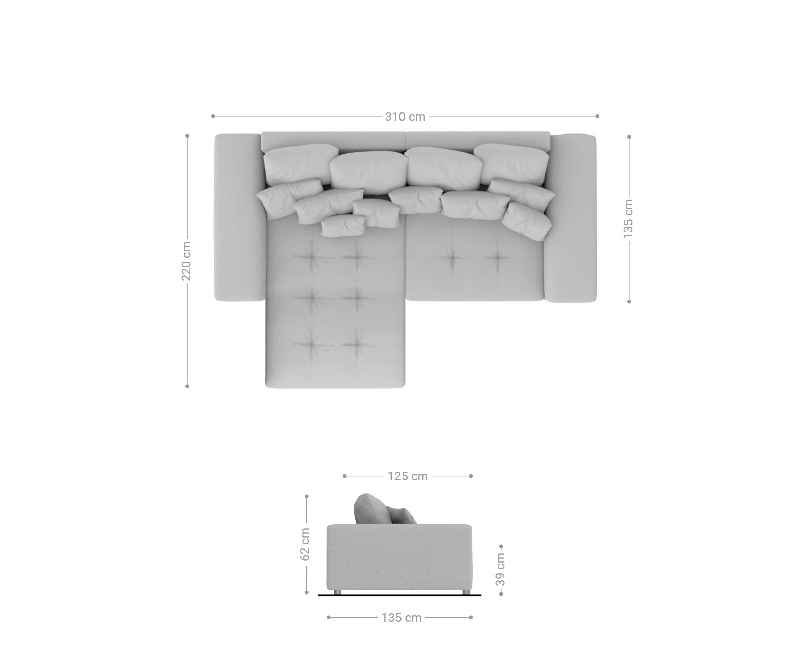 Ъглово канапе 300 x 220 cm Имитация на кожа Кафяв Варианти за лежанка Violetta 7