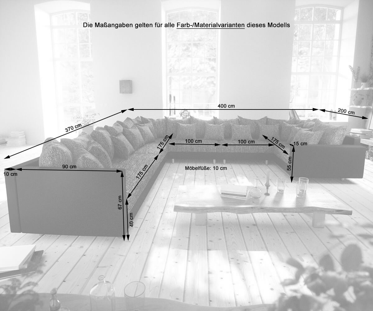  XXL Черен Модулен Табуретка Подлакътник Лежанка Дясна Clovis 6