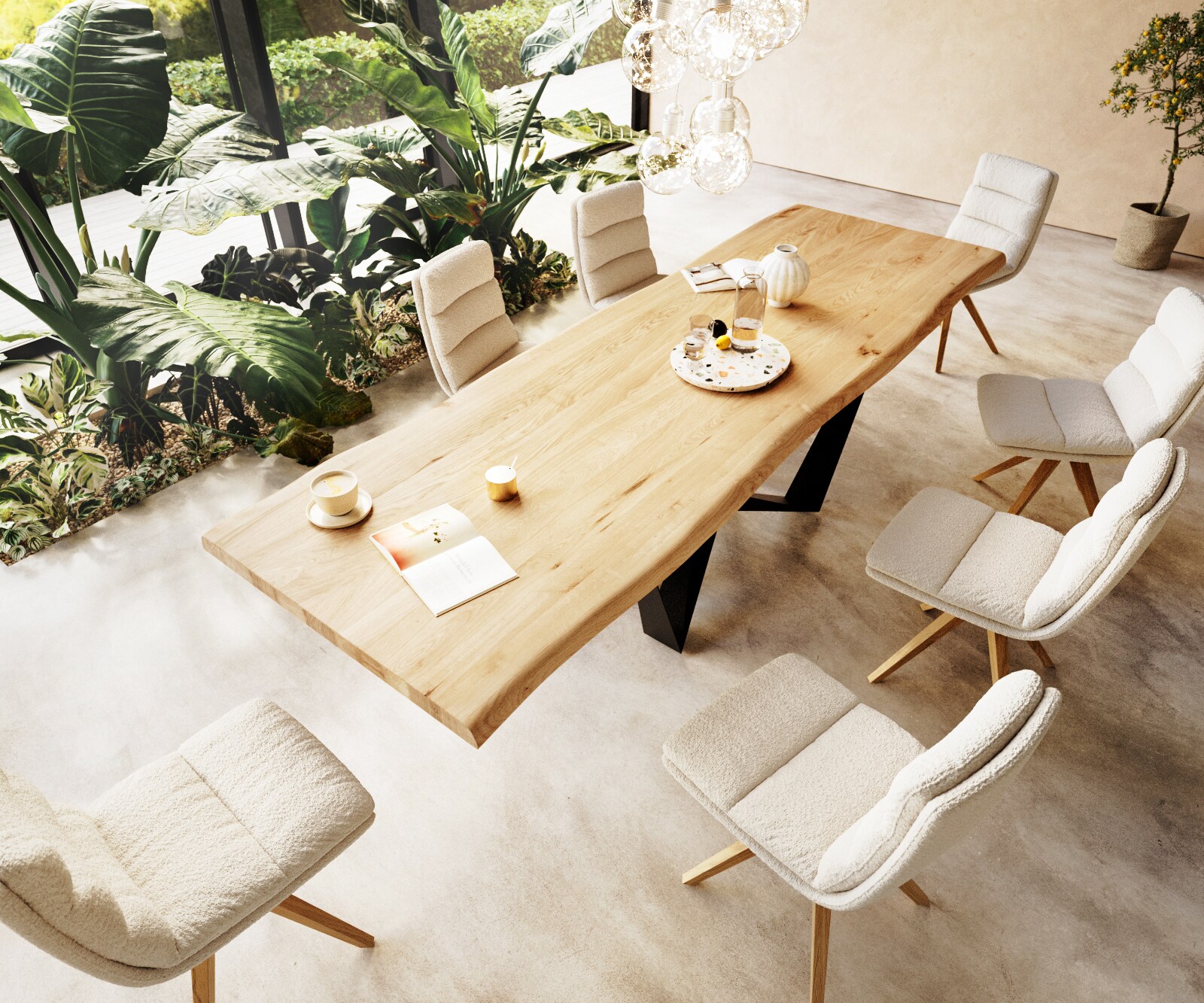 Маса 300x100 Дъб Натурал Spider плоска стомана Черен Edge 2