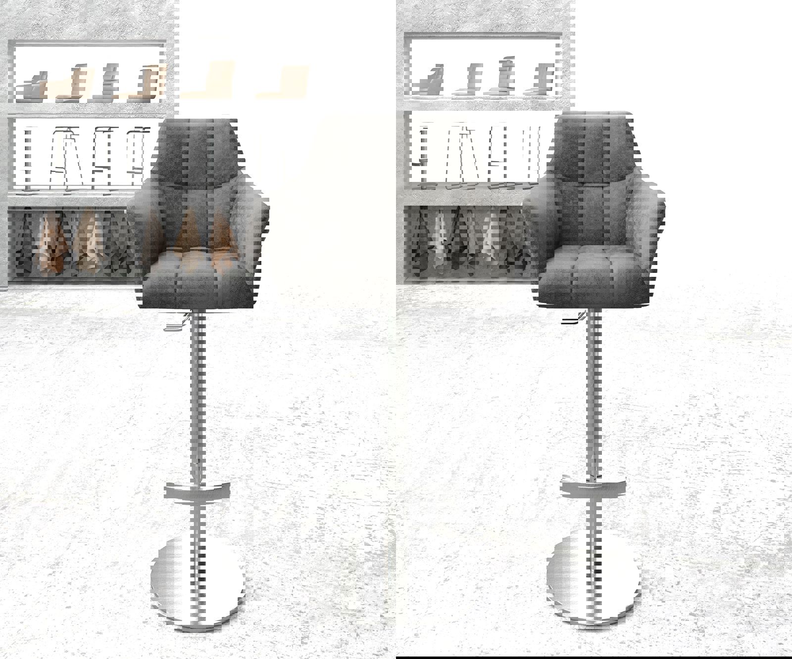 Бар стол Винтидж Сив Въртяща се основа с регулируема височина Неръждаема стомана Yulo-Flex 1 Бар стол Винтидж Сив Въртяща се основа с регулируема височина Неръждаема стомана Yulo-Flex 1