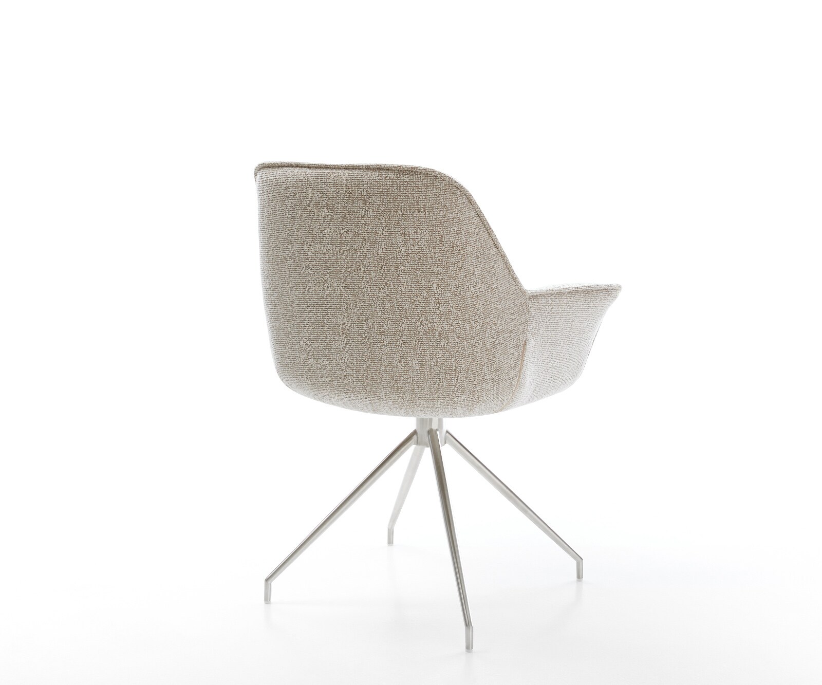 Трапезен стол Keila-Flex с подлакътници Тъкан Soft Beige Кръстосана рамка конична Неръждаема стомана 4