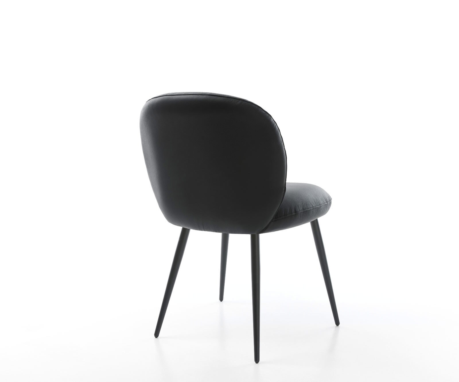 Трапезен стол Естествена кожа Черен 4 крака конични Черен Покет пружина Nube-Flex 5