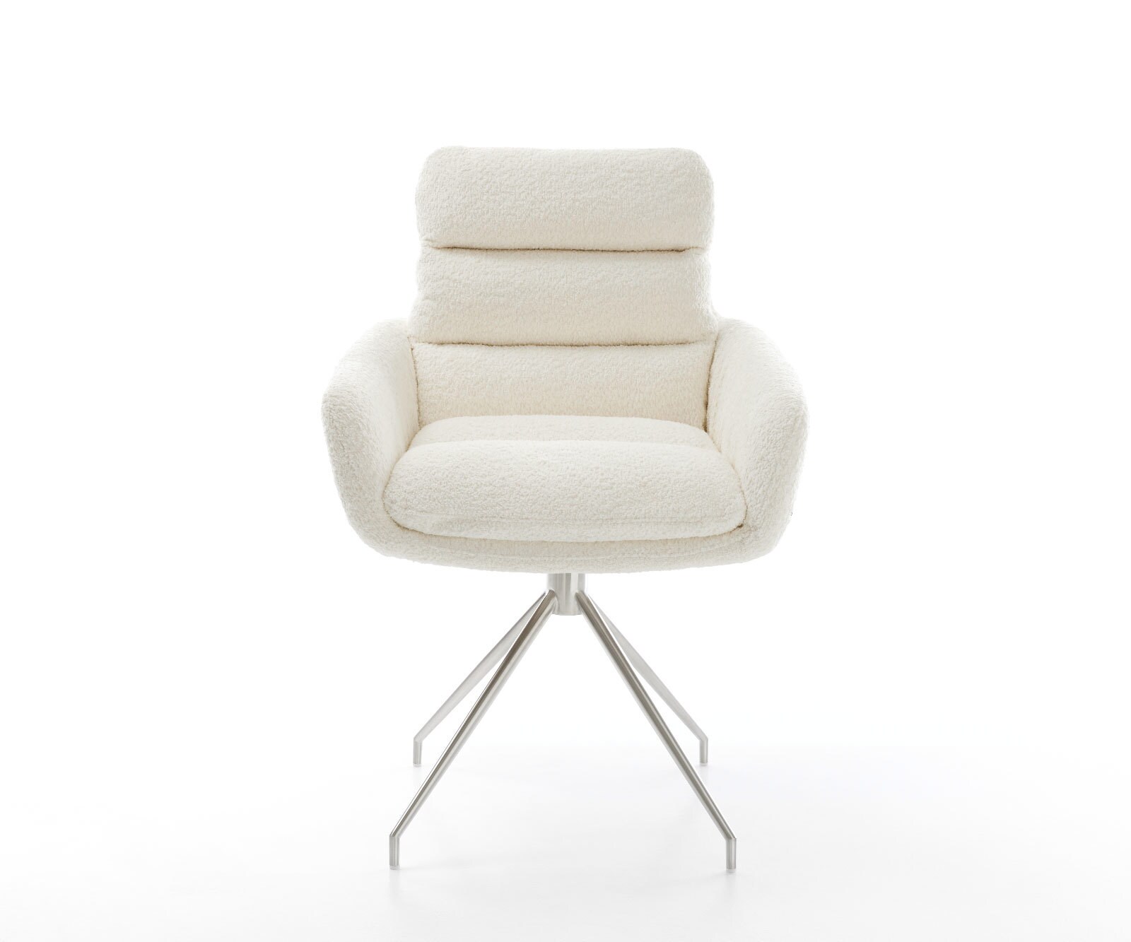 Врътящ се стол с подлакътници Букле Бял Конус крак кръгъл Неръждаема стомана 180° въртящ се Abelia-Flex 1 Врътящ се стол с подлакътници Букле Бял Конус крак кръгъл Неръждаема стомана 180° въртящ се Abelia-Flex 1