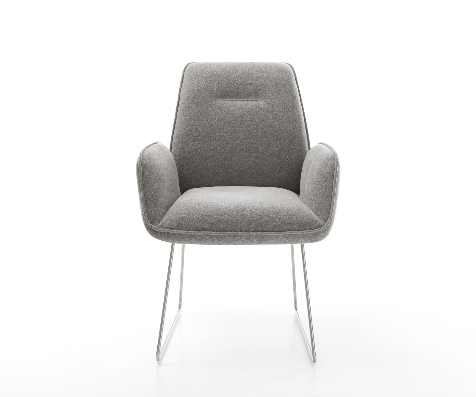 Стол за хранене Zoa-Flex с текстурирана тъкан, мека сива основа от неръждаема стомана с джобни пружини 2