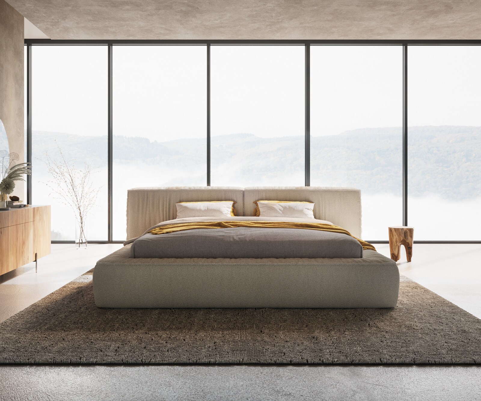 Тапицирано легло Coperti 180x200 cm bouclé крем-бяло 3