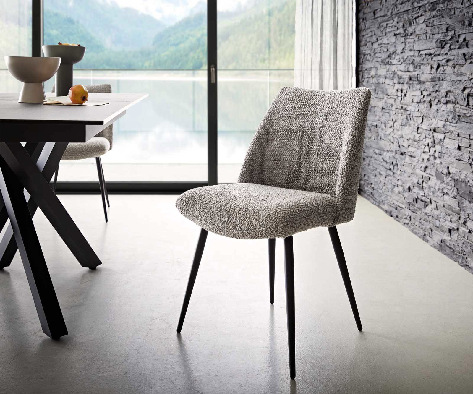 Трапезен стол Букле СребристСив 4 крака конични Черен Покет пружина Elso-Flex Трапезен стол Букле СребристСив 4 крака конични Черен Покет пружина Elso-Flex