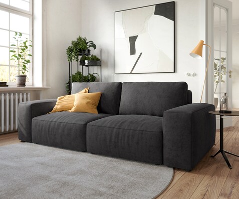 Голям диван L 230x95 см Микрофибър Черен Lanzo
