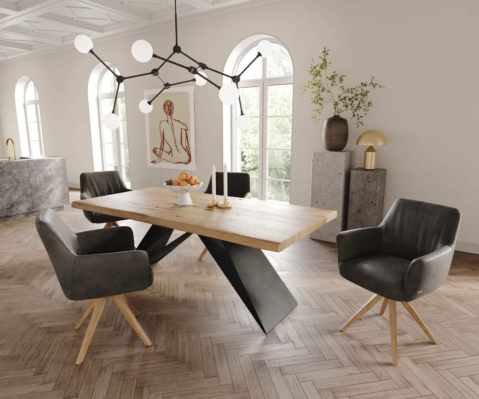 Врътящ се стол с подлакътници Антрацит Винтидж Дървена рамка  Натурал 180° въртящ се Покет пружина Xana-Flex 4 Врътящ се стол с подлакътници Антрацит Винтидж Дървена рамка  Натурал 180° въртящ се Покет пружина Xana-Flex 4