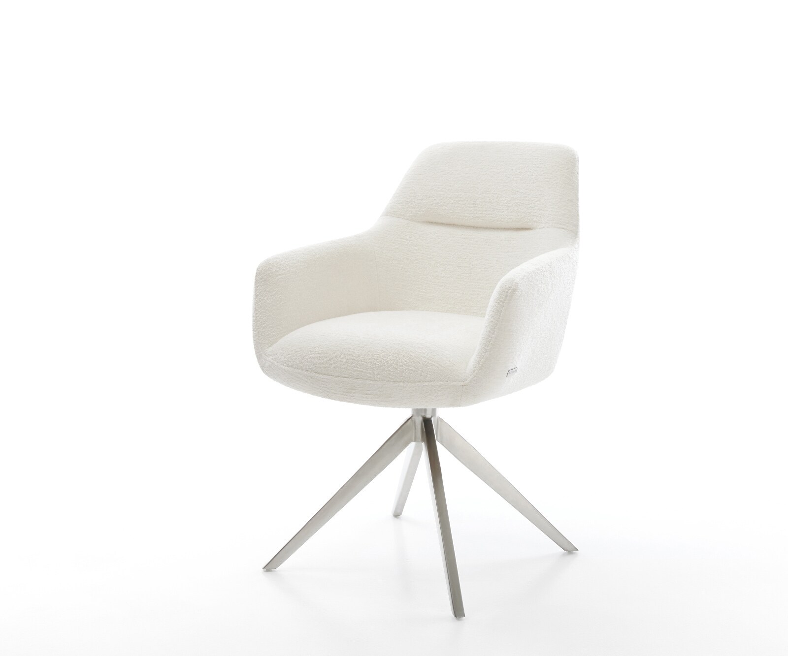Въртящ се стол Pejo-Flex Bouclé Soft Beige Широка кръстосана рамка Неръждаема стомана Въртене на 360° Люлееща се функция Ядро от джобни пружини 1