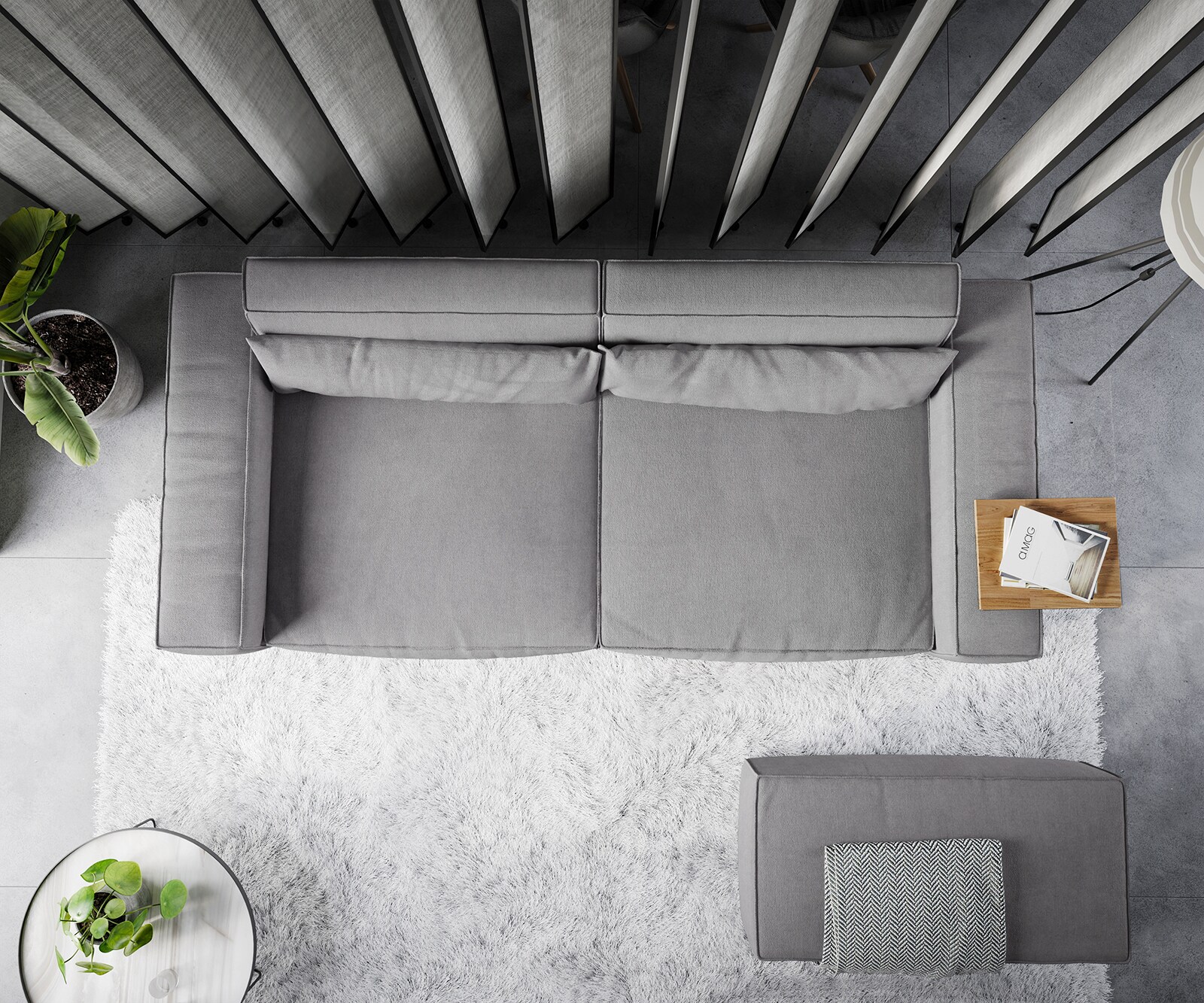 Голям диван XL 270x130 cm Микрофибър Сиво с табуретка Sirpio 6