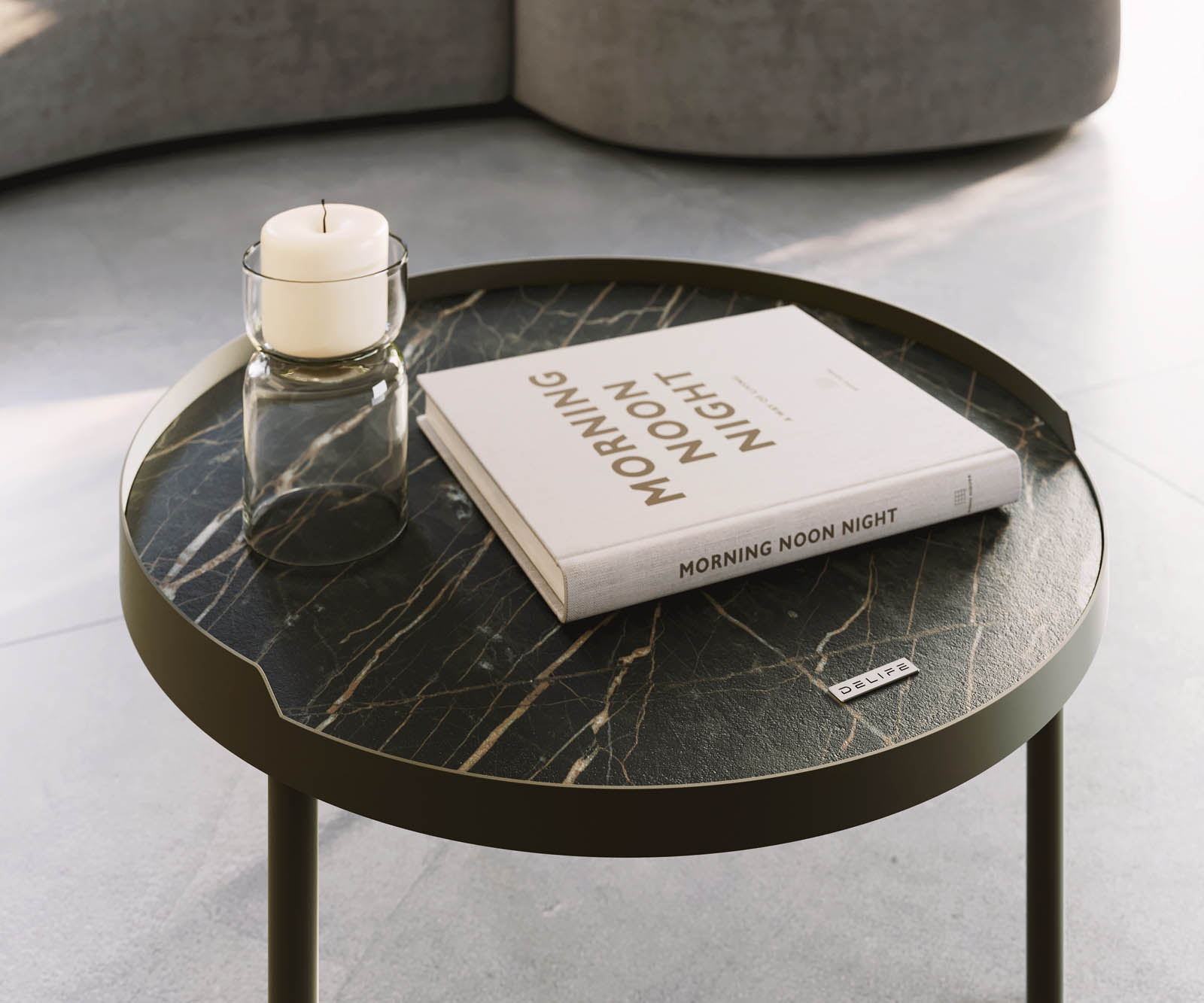 Холна маса 50x50 cm  Керамика Laminam®Noir Desir Кафяв Металрамка Ефектен финиш Titan Torell 7