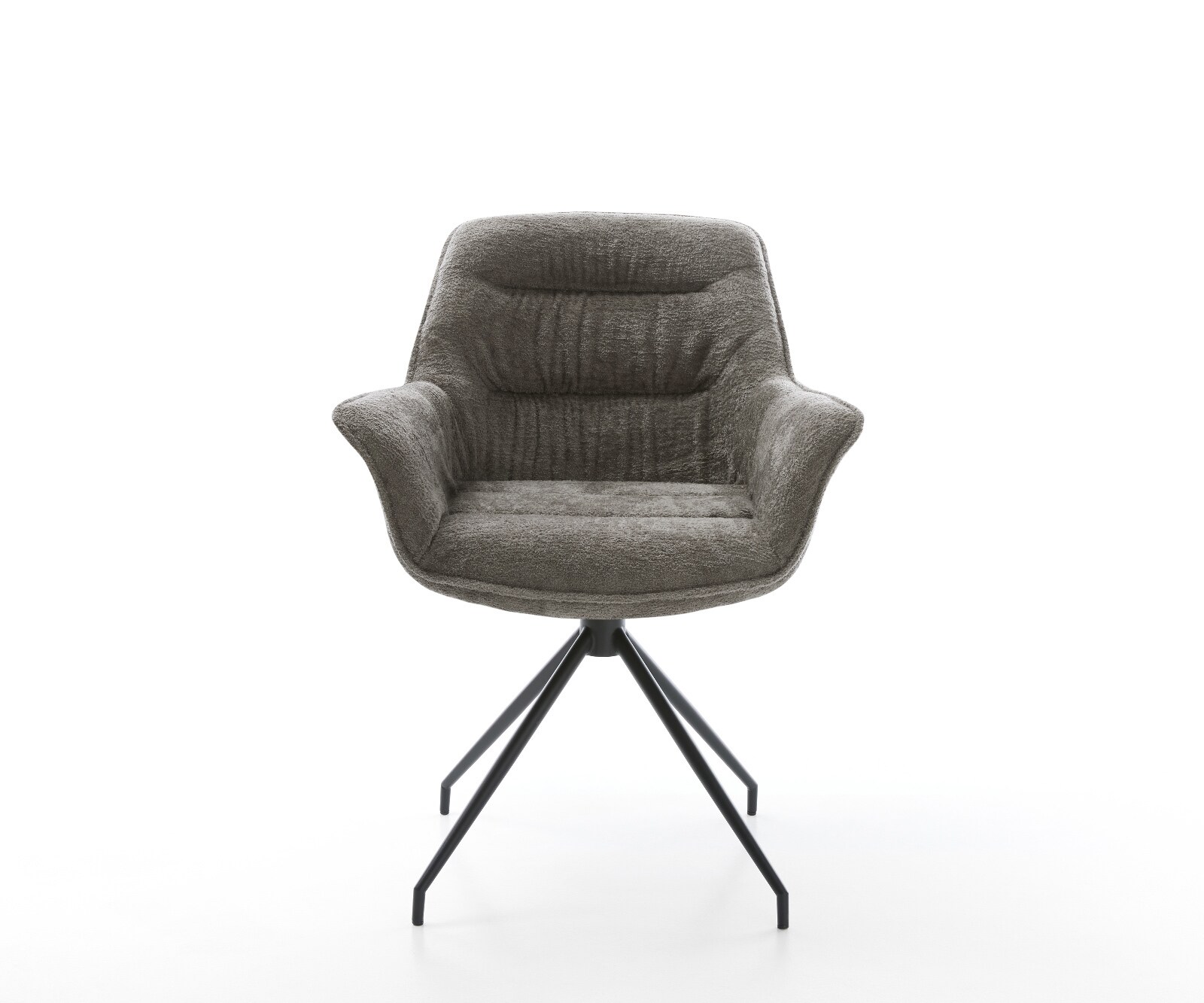 Трапезен стол Kaira-Flex Bouclé Soft Mud Кръстосана рамка конична черна 1