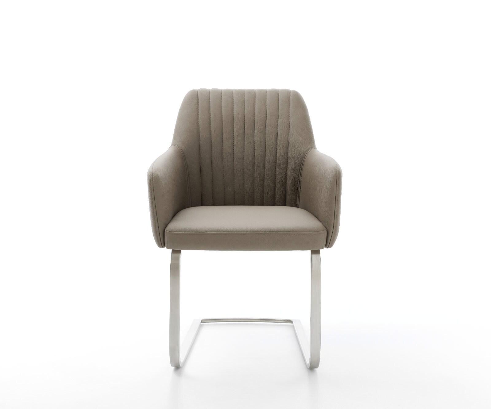 Люлеещ стол Естествена кожа Сиво-Кафяв Конзолен крак плосък Неръждаема стомана Greg-Flex 2