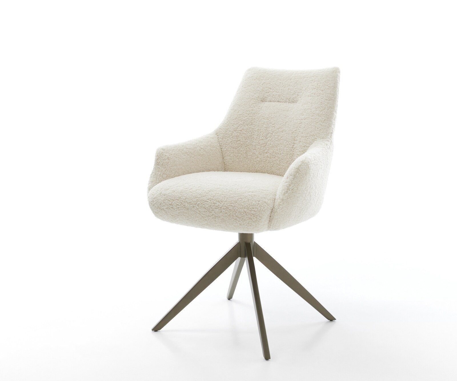 Въртящ се стол Alja-Flex с подлакътници Теди плат Бежов Кръстосана рамка широка Ефектно покритие Титан 360° завъртане Люлееща се функция Ядро от джобни пружини 1