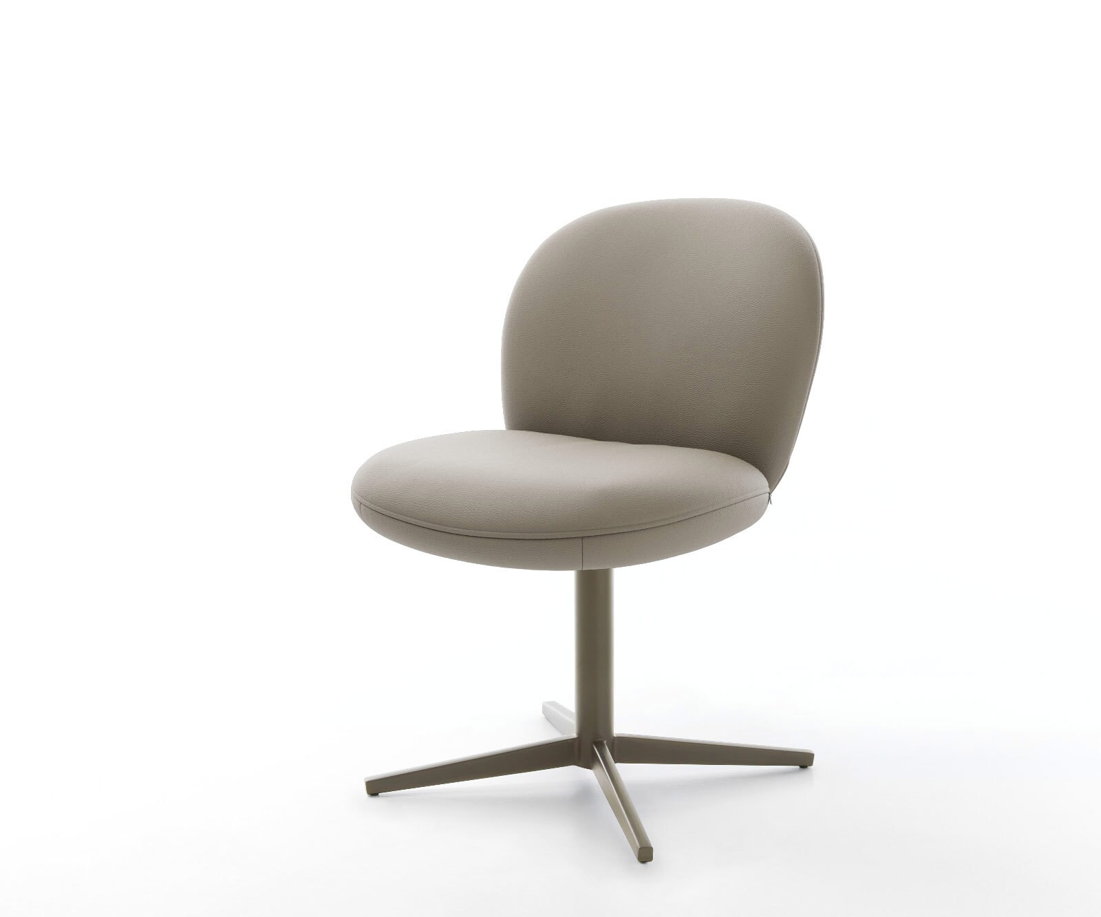 Врътящ се стол Естествена кожа Сиво-Кафяв Офис основа  Titan 360° въртящ се Покет пружина Nube-Flex 1