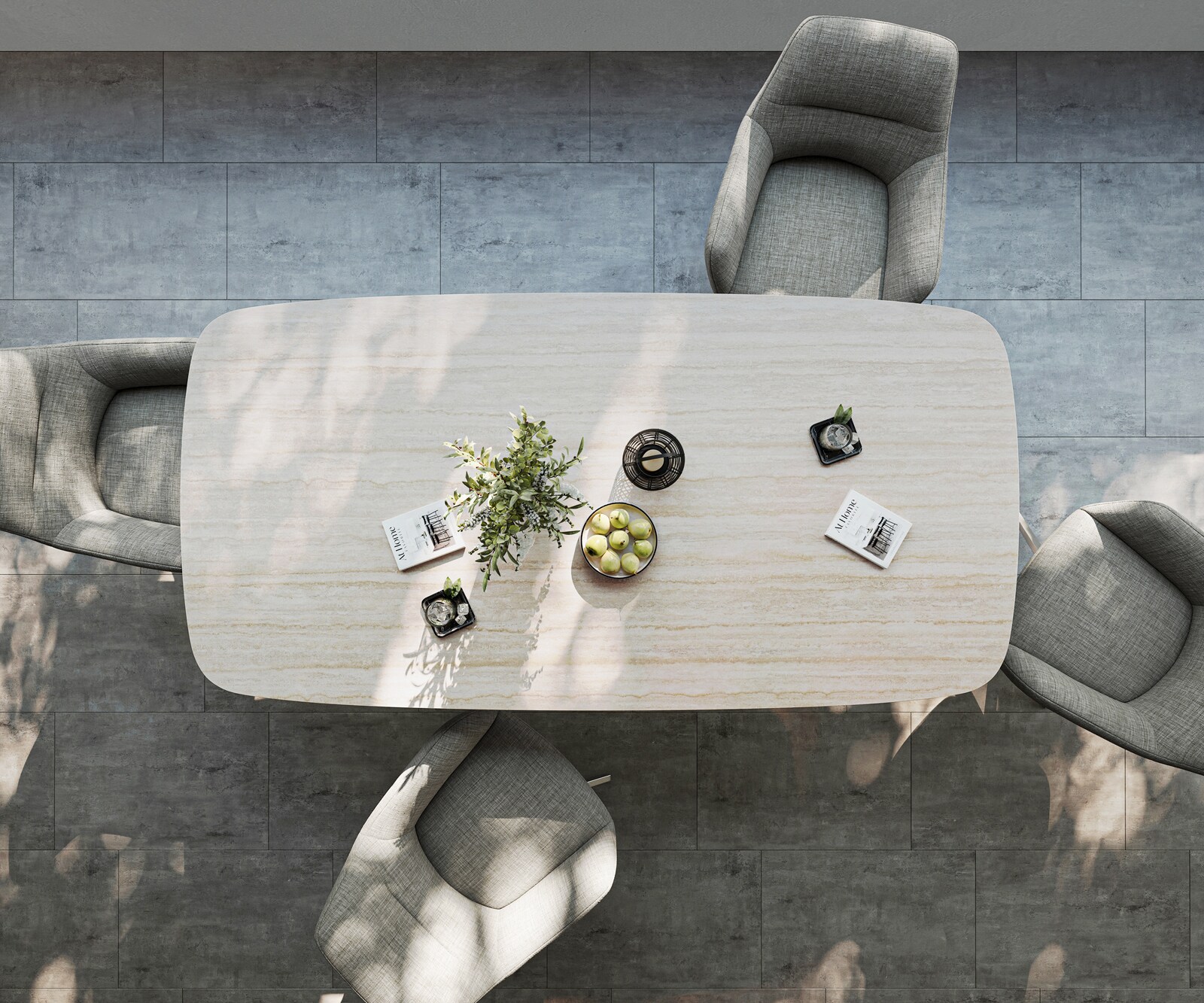 Маса Edge Boot 200x100 см, керамика Laminam „®“, Подходяща за външна употреба, Travertino Bianco, кремаво-бяла, кръстовидна конструкция, правоъгълна, неръждаема стомана 6