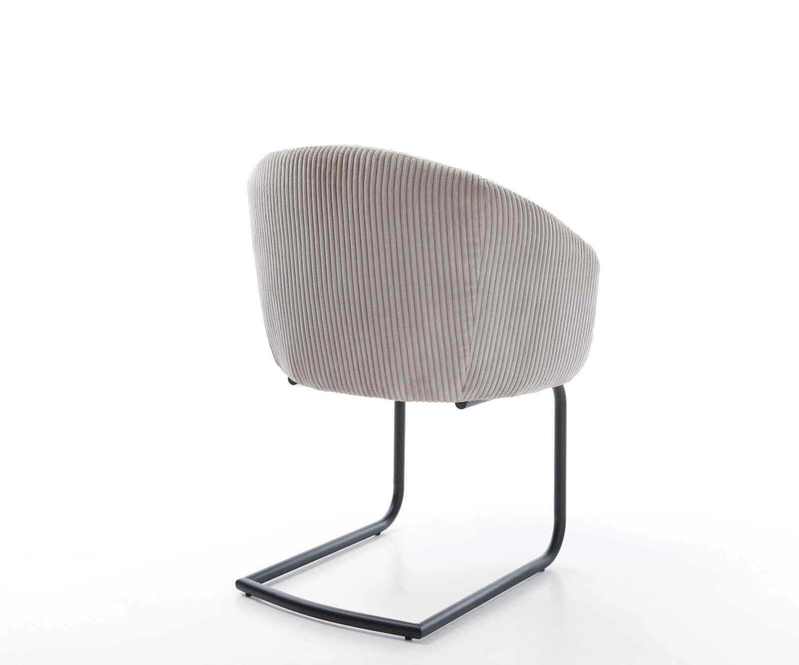 Люлеещ стол с подлакътници Корд Сребристо сив Конзолен крак кръгъл Черен Покет пружина Caja-Flex 5