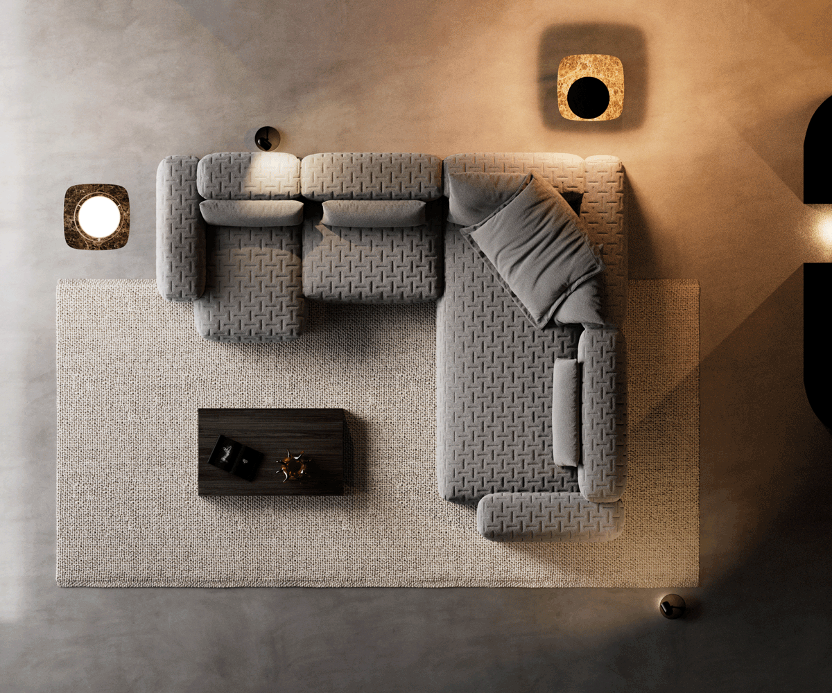 Дневен кът Freestyle 360x290 cm структуриран плат мек сив ватиран 5