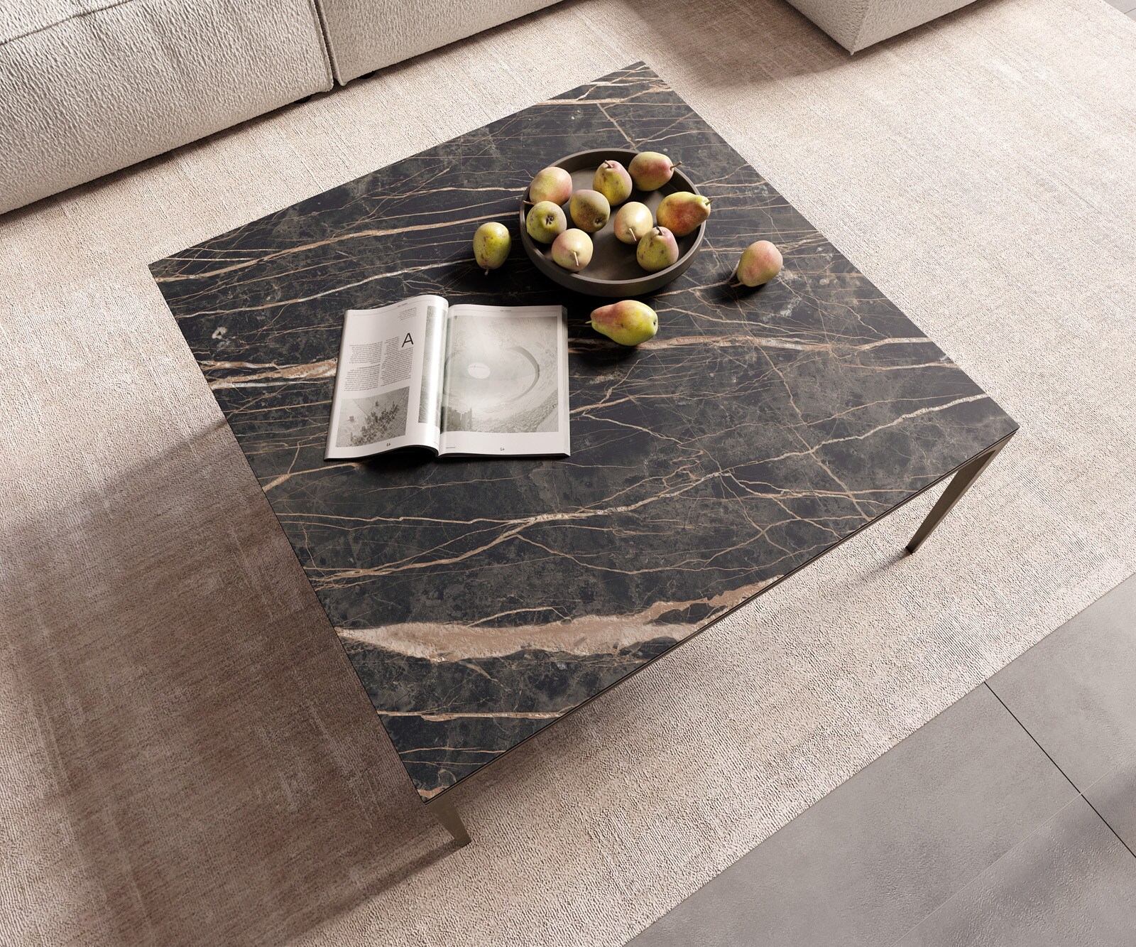 Холна маса 85x85 cm Керамика Laminam®Noir Desir Кафяв Основа Метал Ефектен финиш Titan Levente 4