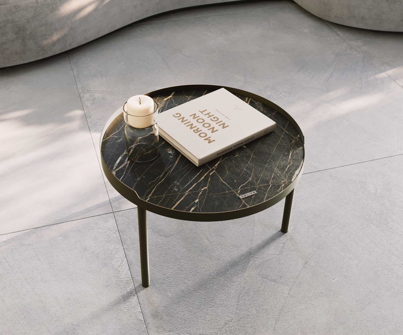 Холна маса 50x50 cm  Керамика Laminam®Noir Desir Кафяв Металрамка Ефектен финиш Titan Torell 5