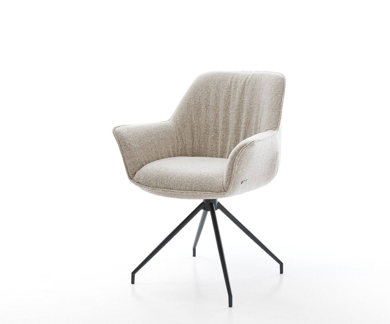 Трапезен стол Keila-Flex с подлакътници Тъкан Soft Beige Конична кръстосана рамка Черно 1