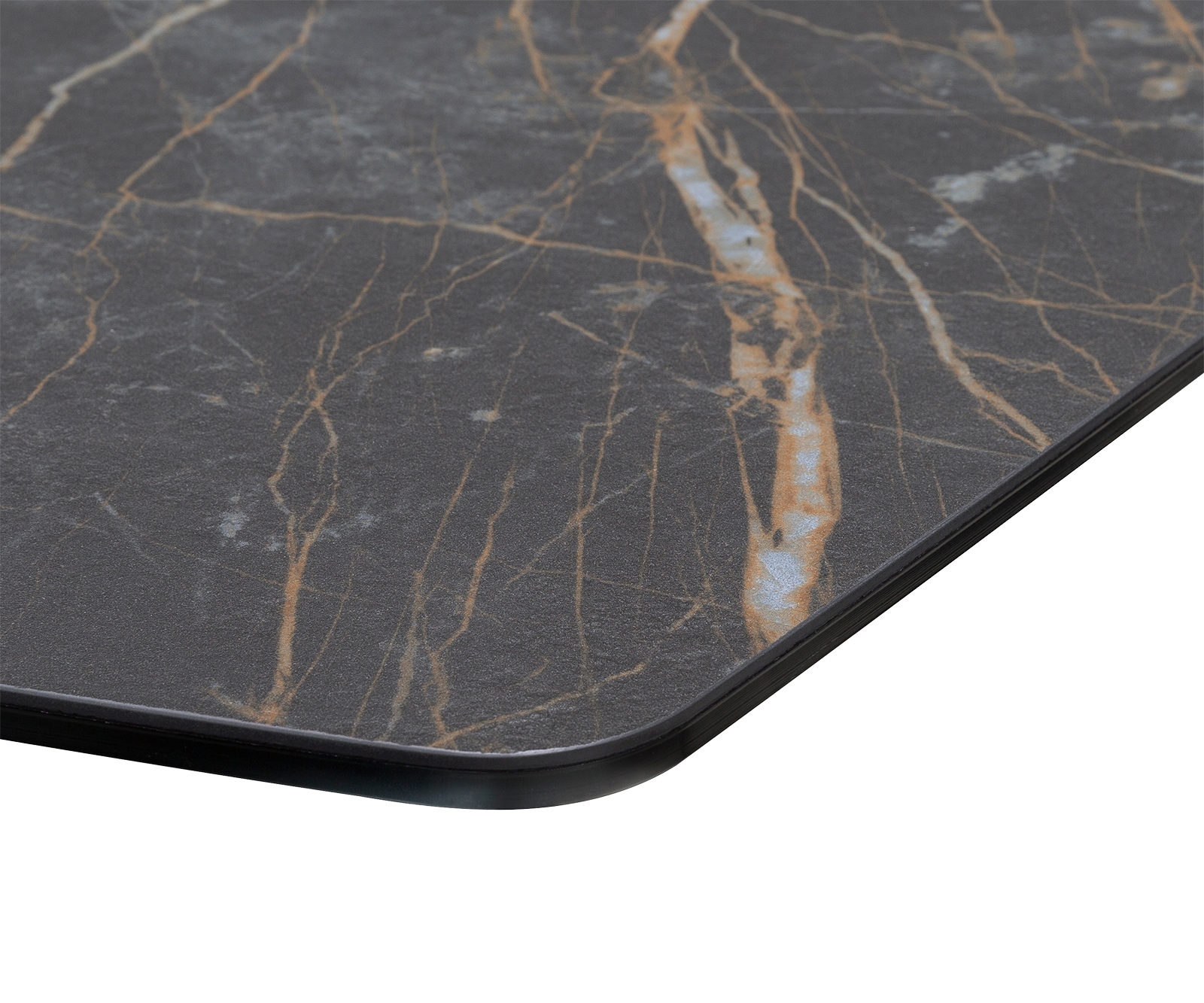 Маса Bootsform 200x100cm Laminam® Keramik Noir Desir Кафяв среден крак Кръст Черен Edge 4 Маса Bootsform 200x100cm Laminam® Keramik Noir Desir Кафяв среден крак Кръст Черен Edge 4