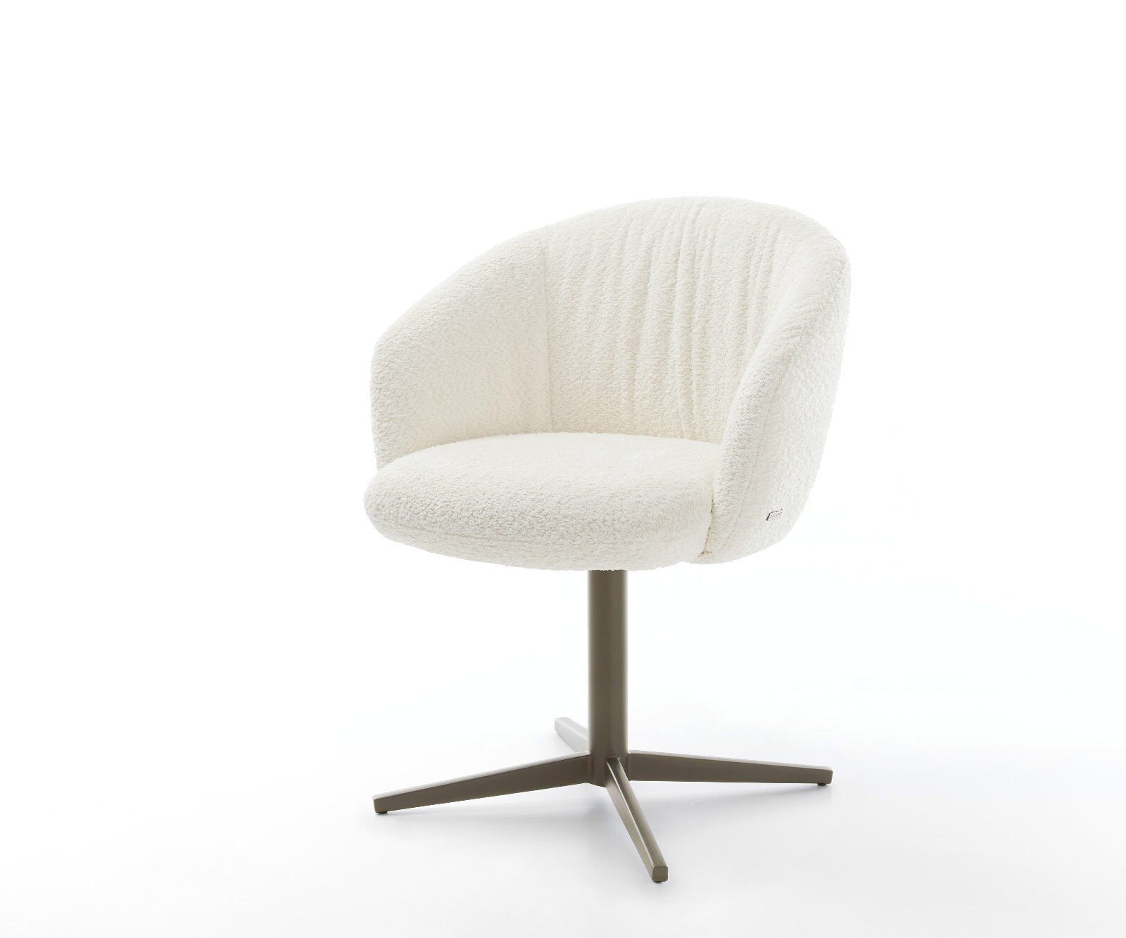 Врътящ се стол с подлакътници Букле Бял Офис основа  Titan 360° въртящ се Покет пружина Caja-Flex