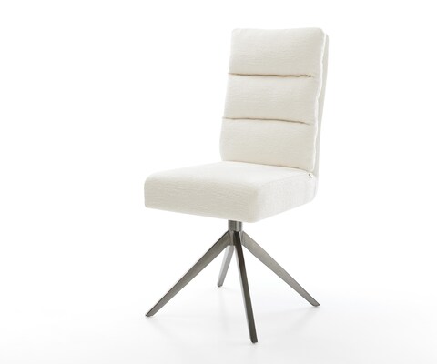 Въртящ се стол Pela-Flex Bouclé Soft Beige Кръстосана рамка широка Графит Въртене на 360° Люлееща се функция Ядро от джобни пружини