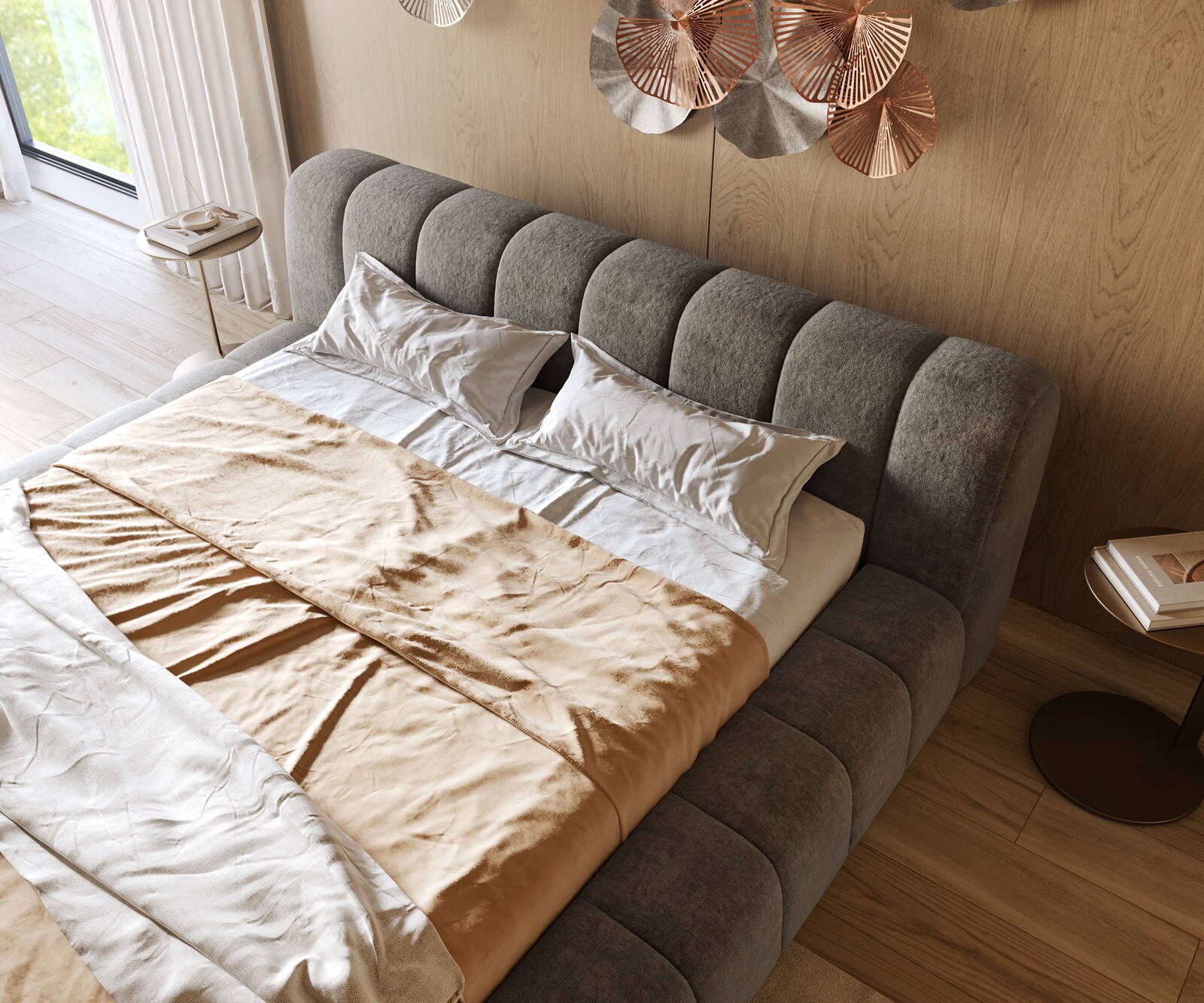 Тапицирана рамка за легло Cutio 180x200 cm Bouclé Soft Mud 4