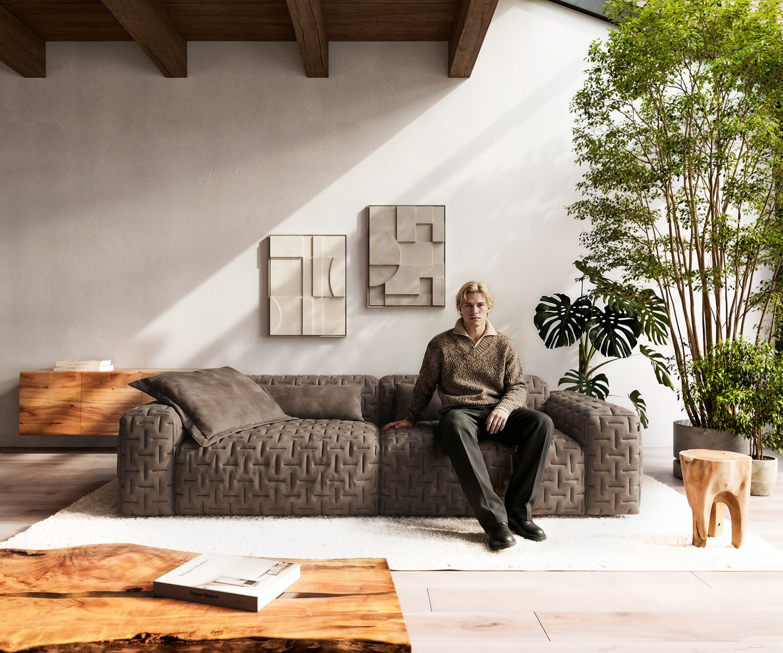 Голям диван Freestyle 280x110 cm микрофибър тъмно сиво винтидж ватиран 1