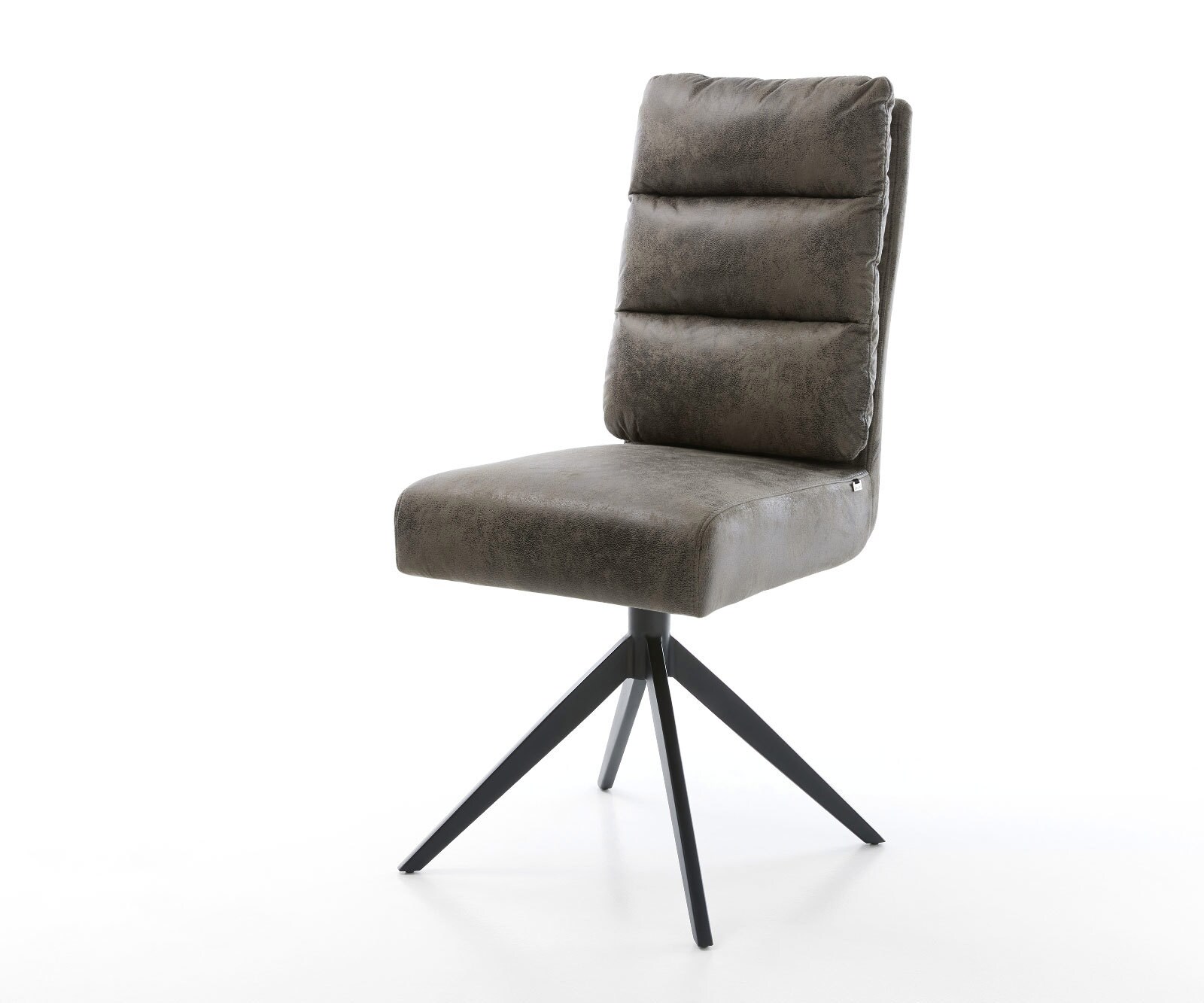 Въртящ се стол Pela-Flex микрофибър сив античен кръстосана рамка широк черен 360° въртяща се люлееща се функция сърцевина от джобни пружини