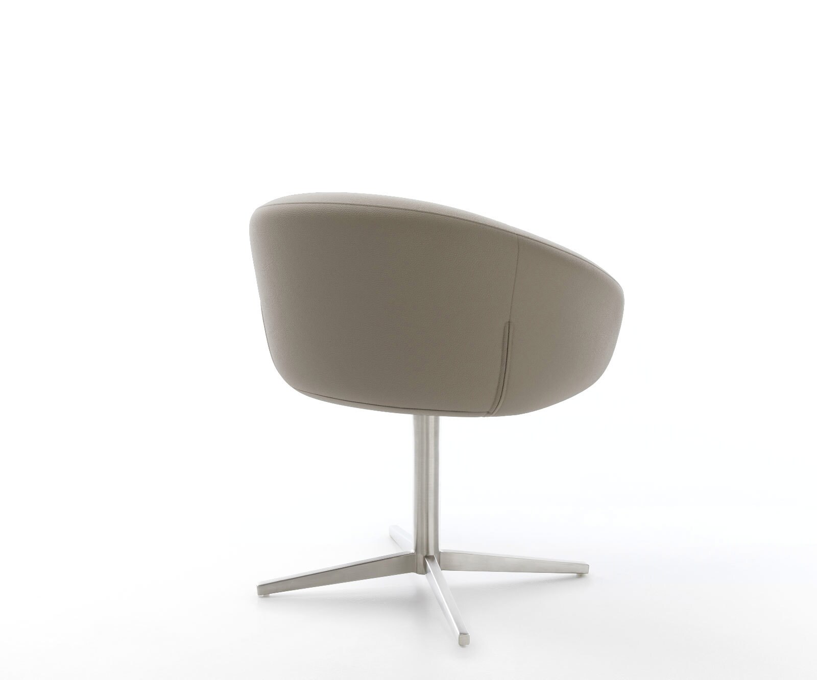 Врътящ се стол с подлакътници Естествена кожа Сиво-Кафяв Офис основа Неръждаема стомана 360° въртящ се Покет пружина Vinka-Flex 5