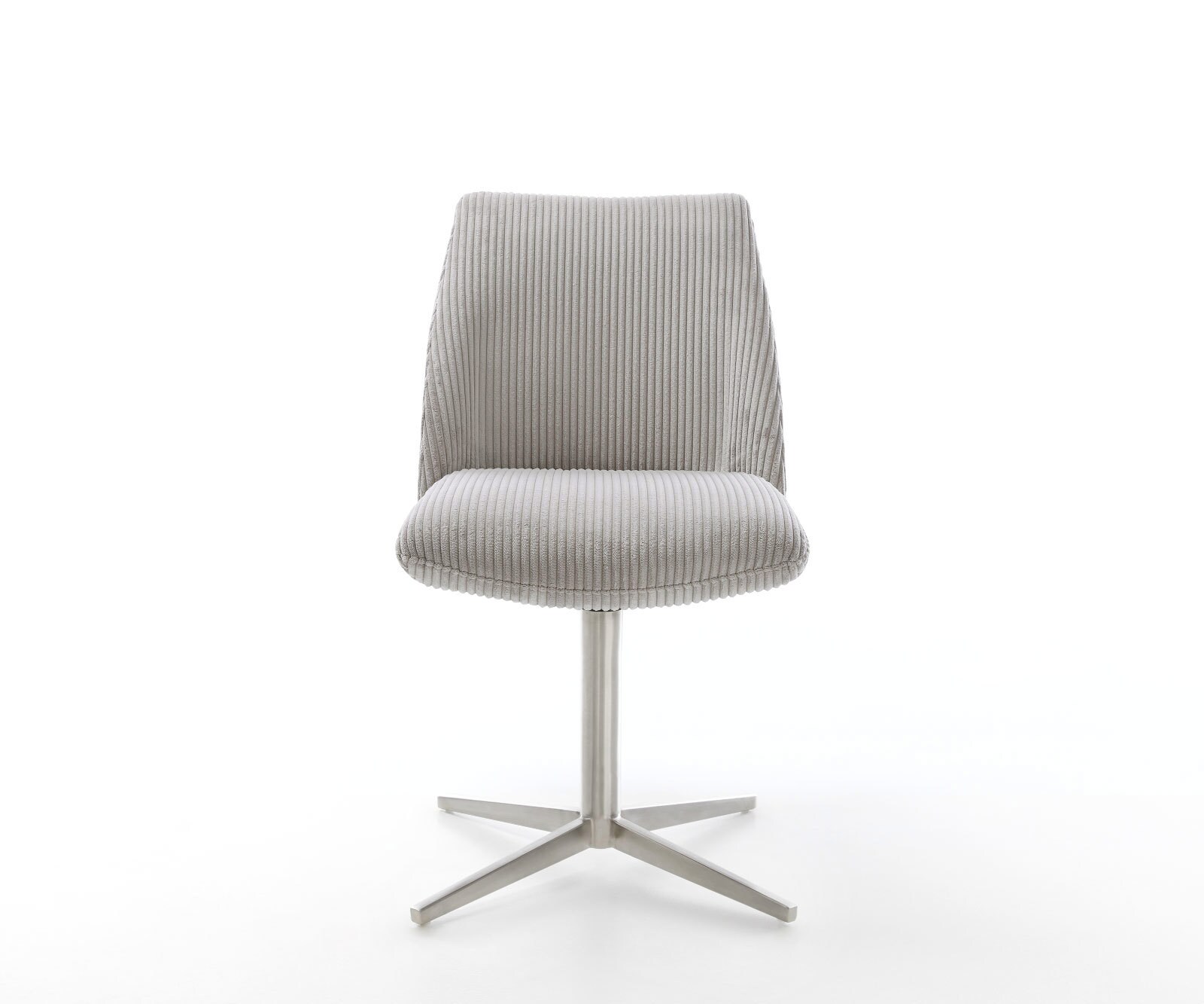 Врътящ се стол Корд СребристСив Офис основа Неръждаема стомана 360° въртящ се Покет пружина Elso-Flex 2