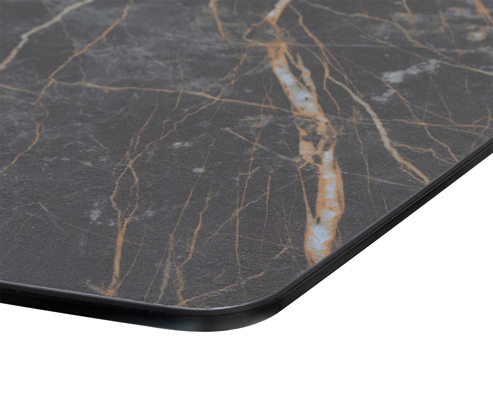 Маса Bootsform 200x100 Keramik Laminam® Noir Desir Кафяв Метал под ъгъл Черен Edge 4
