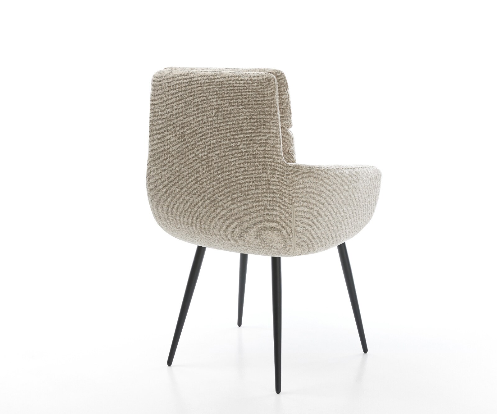 Трапезен стол Abelia-Flex с подлакътници от тъкан мек бежов плат 4-основа заострена черна 5