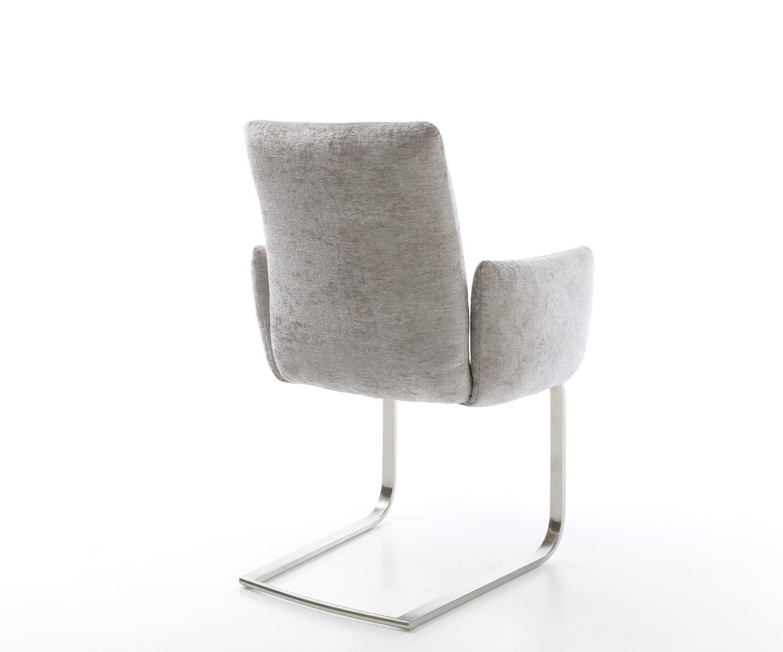 Люлеещ стол с подлакътници Шенил Сребристо сив Конзолен крак плосък Неръждаема стомана Покет пружина Jova-Flex 5