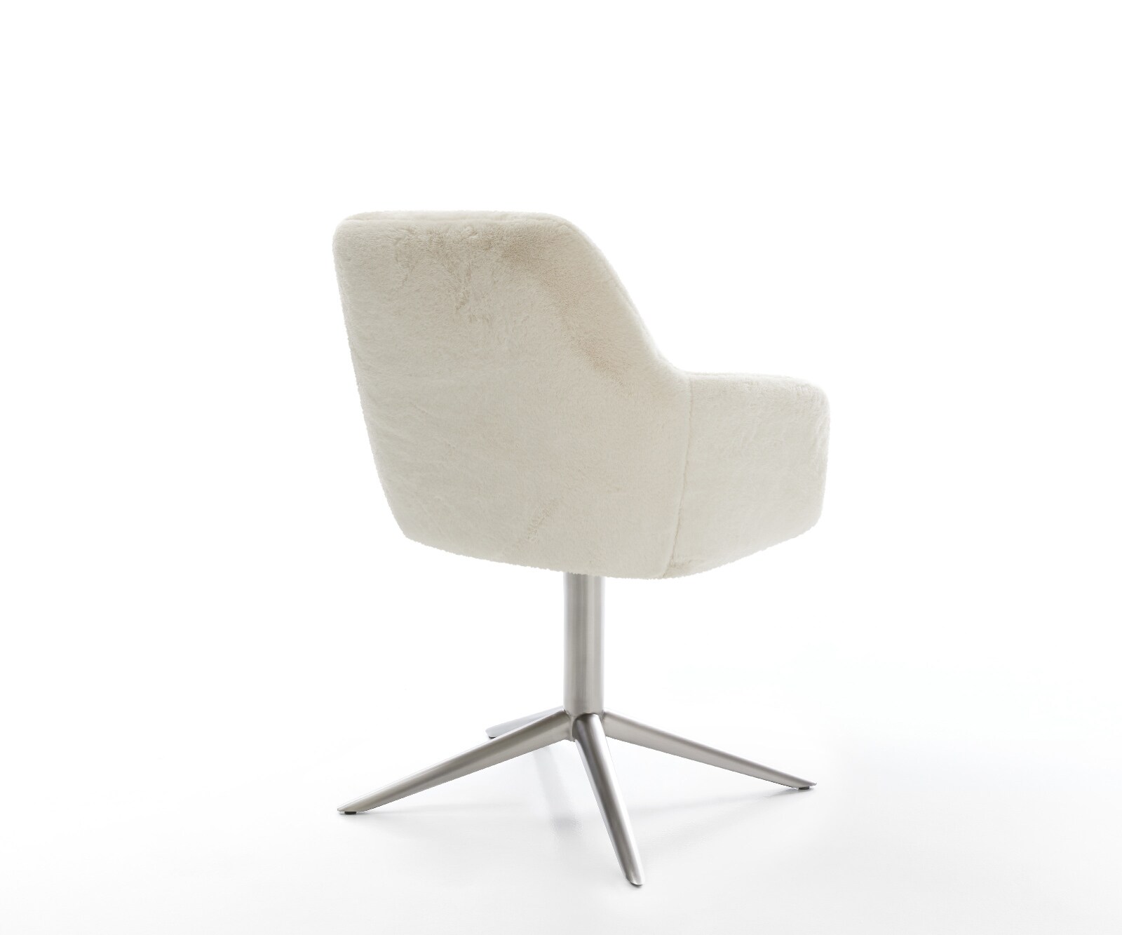 Въртящ се стол Pejo-Flex плюшена кремаво-бяла основа неръждаема стомана 360° въртяща се люлееща се функция сърцевина от джобни пружини 5