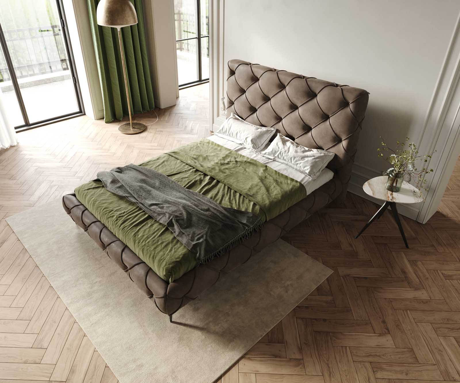 Тапицирано легло Nayara 140x200 cm микрофибър сив реколта 3 Тапицирано легло Nayara 140x200 cm микрофибър сив реколта 3