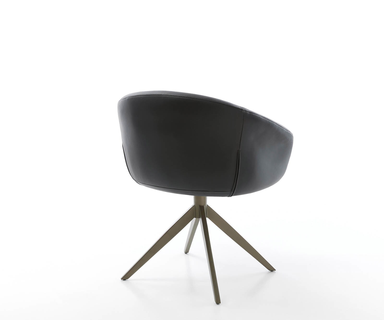 Врътящ се стол с подлакътници Естествена кожа Черен Конус крак плосък  Titan 360° въртящ се Покет пружина Vinka-Flex 5