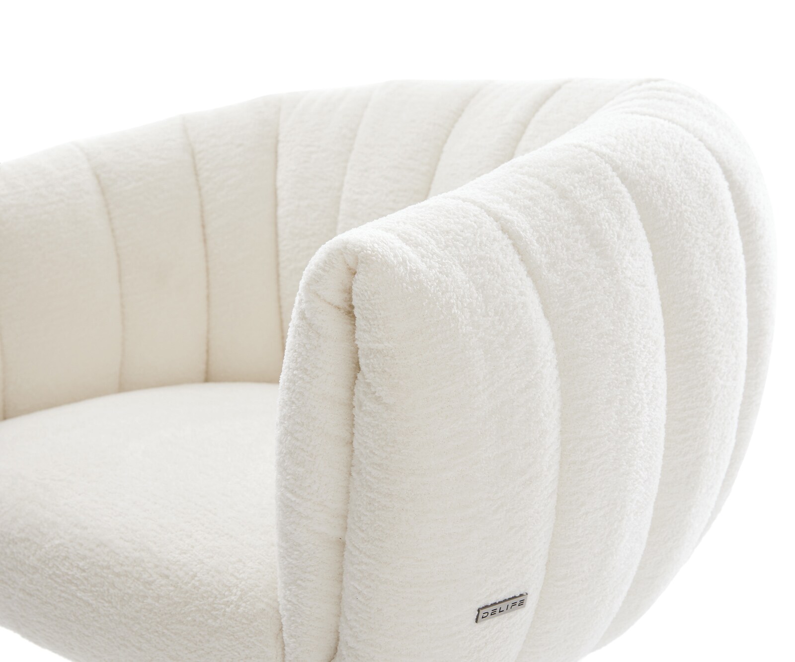 Въртящ се стол Jada-Flex Букле Soft Beige Кръстосана рамка широка Ефектно покритие Титан 360° завъртане Люлееща се функция Ядро от джобни пружини 3